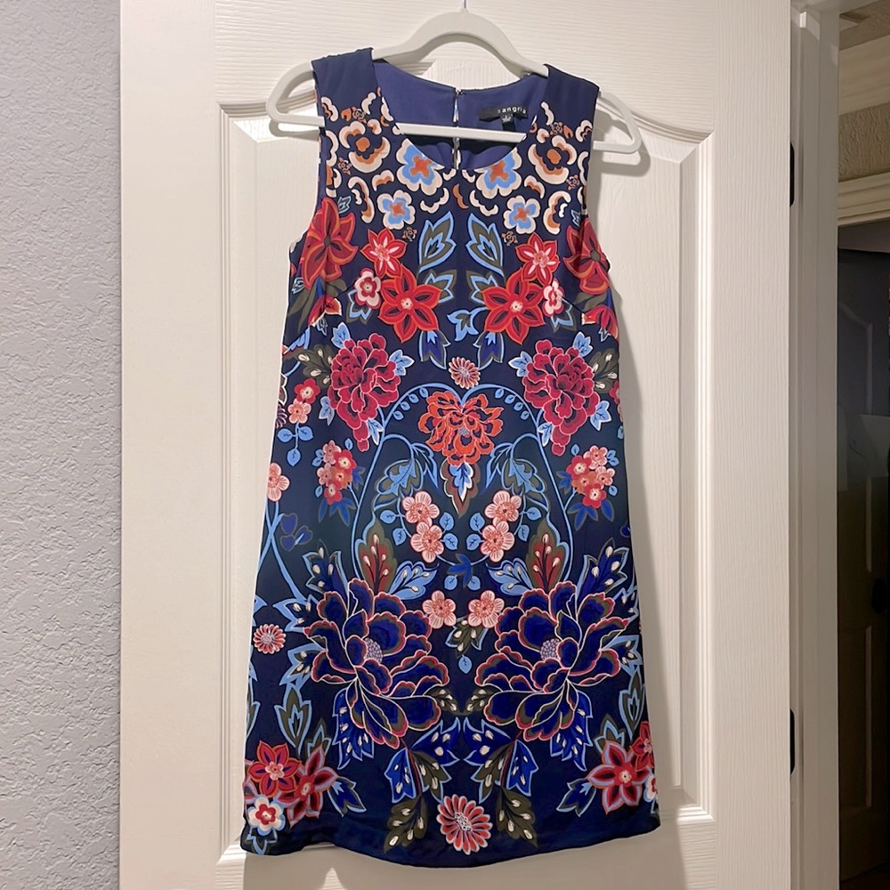 Navy Floral Shift Dress Size 2